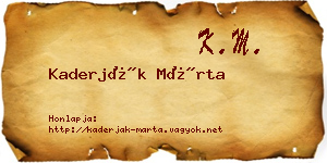 Kaderják Márta névjegykártya